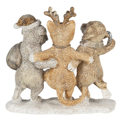 Kerstdecoratie dier 13x5x12 cm grijs beige kunststof