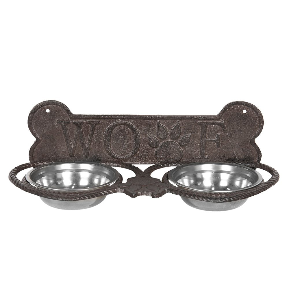 Voerbak hond 39x18x12 cm bruin ijzer wandmontage