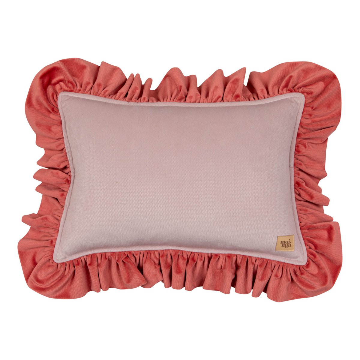 Decoratief kussen fluweel met ruche frambozensmoothie