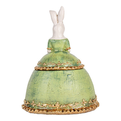 Sieradendoos konijn 18x15x24 cm kunststof beige groen