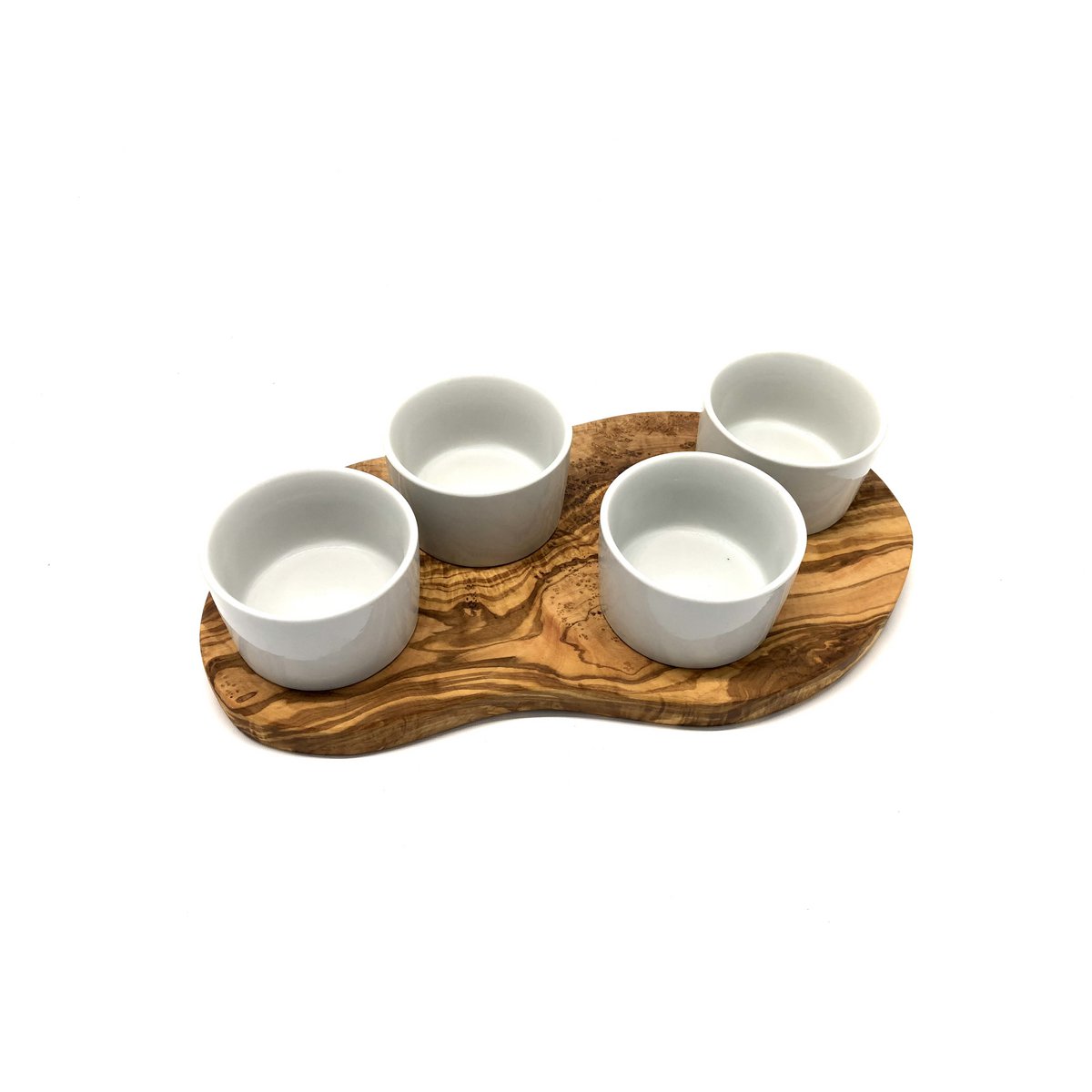 Serveerplank met 4 dipschalen hout