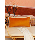 "Mustard" soft velvet bolster with fringe