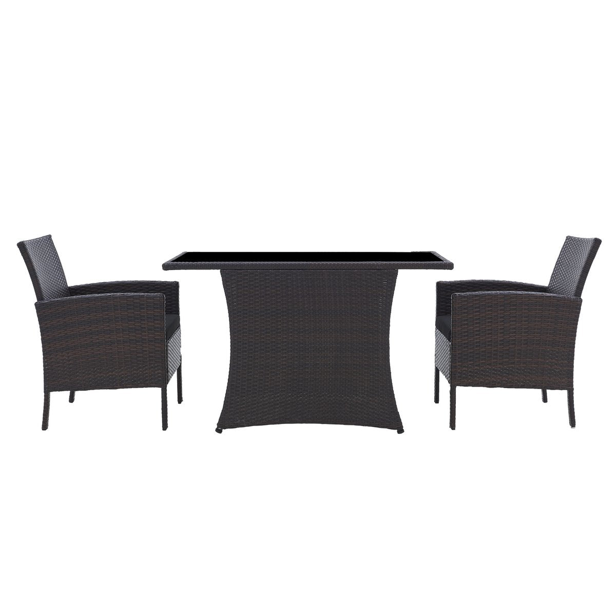 Zitgroep polyrattan 2 fauteuils met tafel