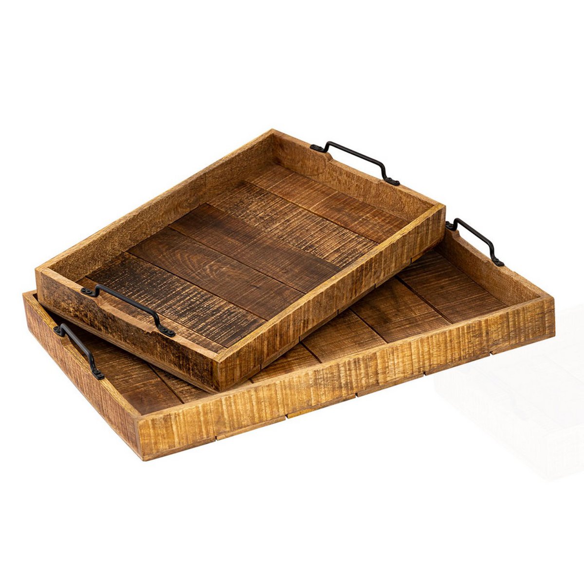 Serveerlade Houten Ladeset 2 Stuks Mango Hout 46x31 Cm Set