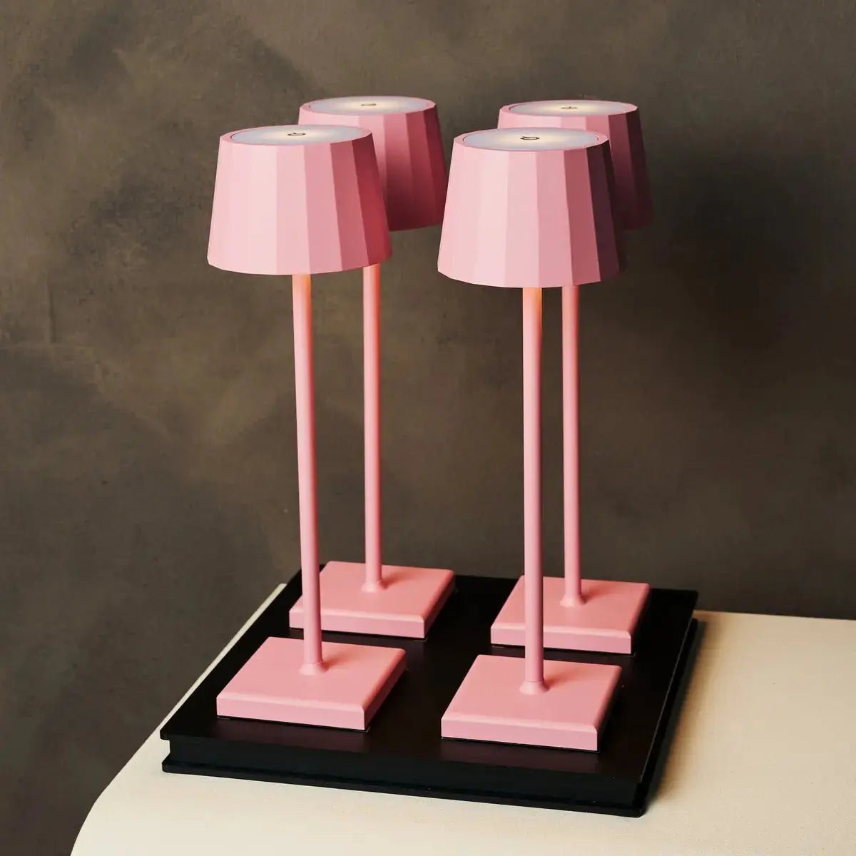 Tafellamp roze oplaadbaar metaal 38 cm