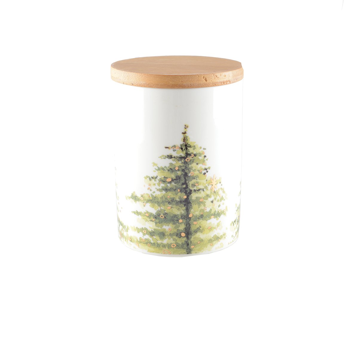 Opbergpot glas met houten deksel 10x10x10.8 cm