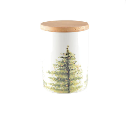 Opbergpot glas met houten deksel 10x10x10.8 cm