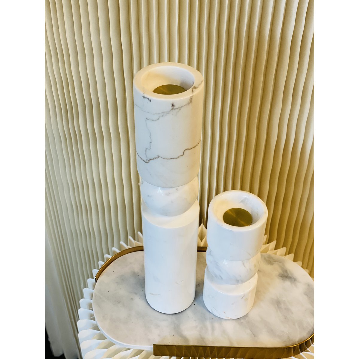 Kandelaar marmer wit H29.5cm
