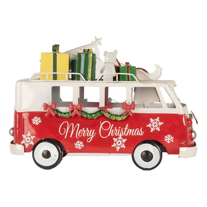Kerstdecoratie met LED-verlichting Bus 31x15x21 cm Rood Metaal