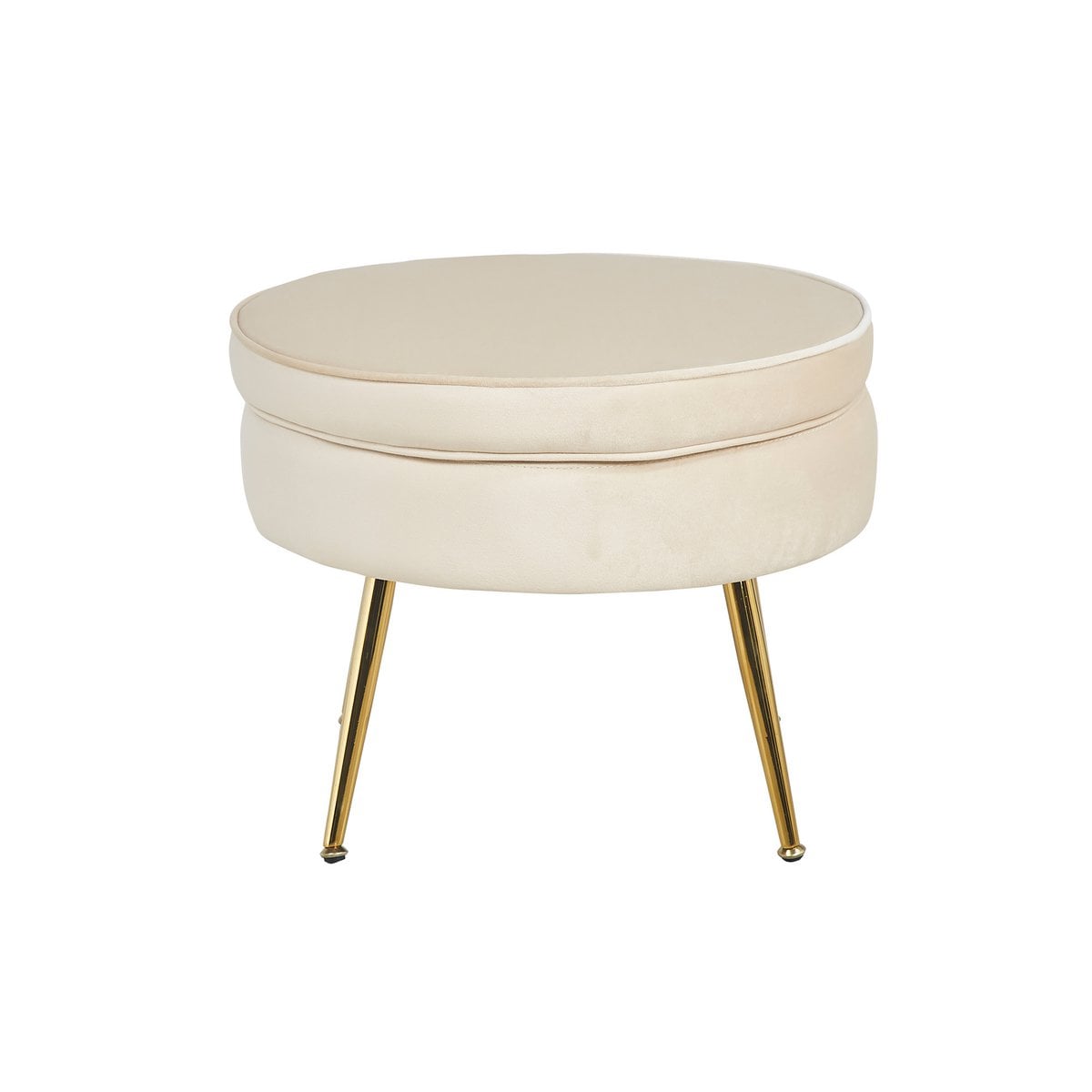 Round pouf in beige velvet