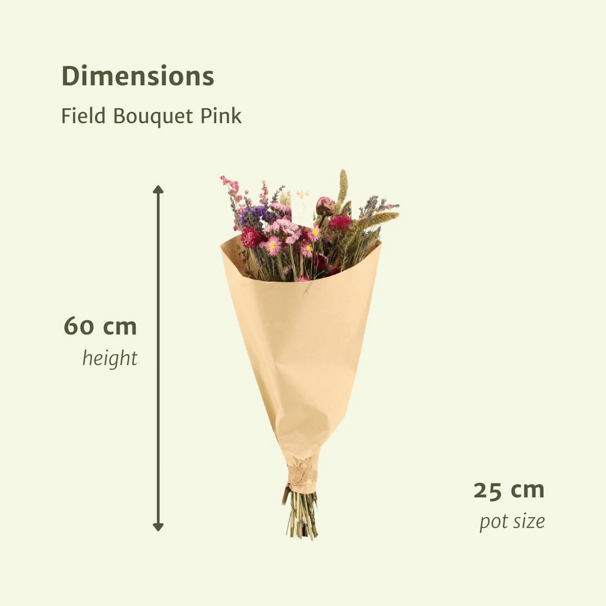 Droogboeket roze 12 stuks 35 cm