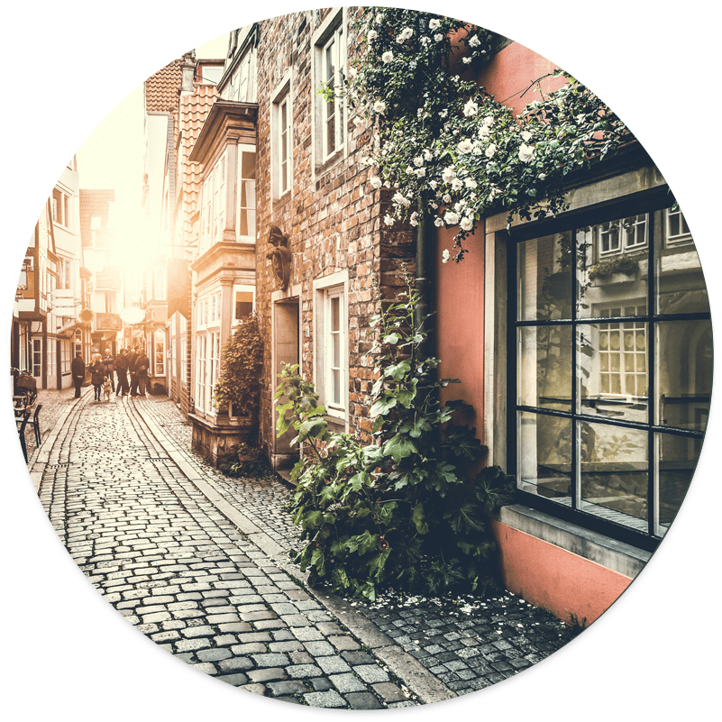 Muurcirkel dorp Dibond of Forex