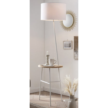 Vloerlamp met houten dienblad en E27 fitting