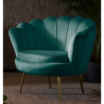 Velvet shell armchair Green
