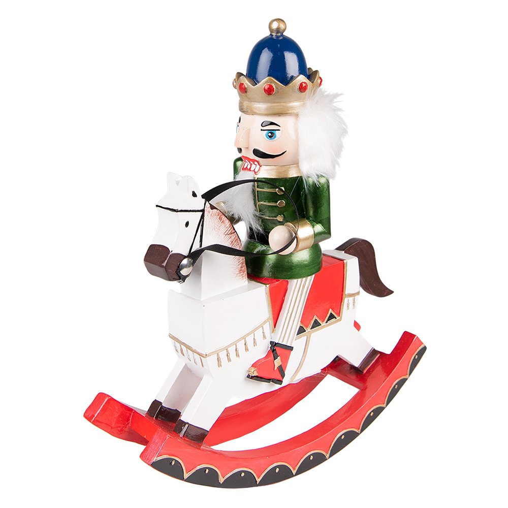 Notenkraker beeld 29 cm wit groen polyresin
