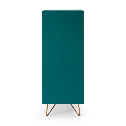 Ladekast 45x40x110 cm blauw met spiegel MDF metaal
