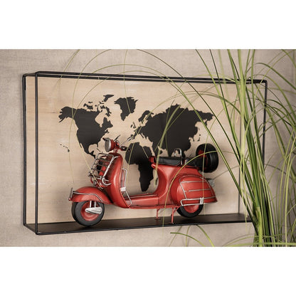 Wandrek 46x10x28 cm zwart bruin wereldkaart