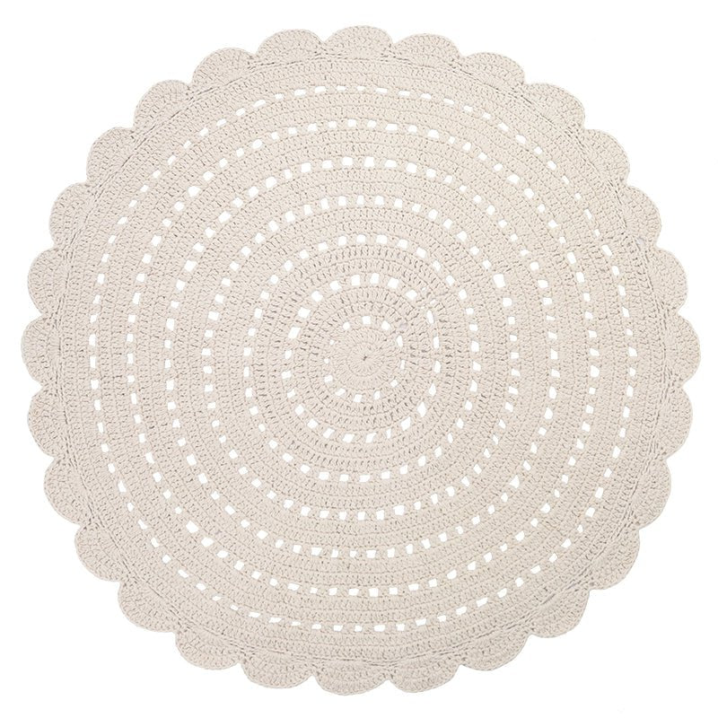 Vloerkleed rond 150 cm katoen ecru