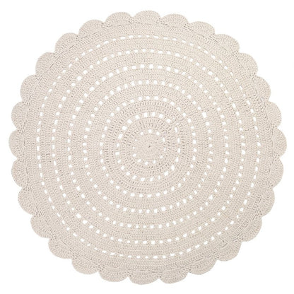 Vloerkleed rond 150 cm katoen ecru
