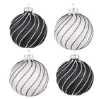 Kerstbal 4 stuks Ø 8 cm zwart grijs glas