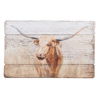 Schilderij 71x46 cm hout koe beige