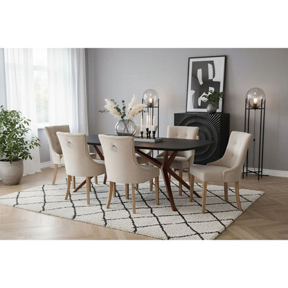 Eettafel 180x90 cm mangohout zwart stalen sterframe antiekbruin