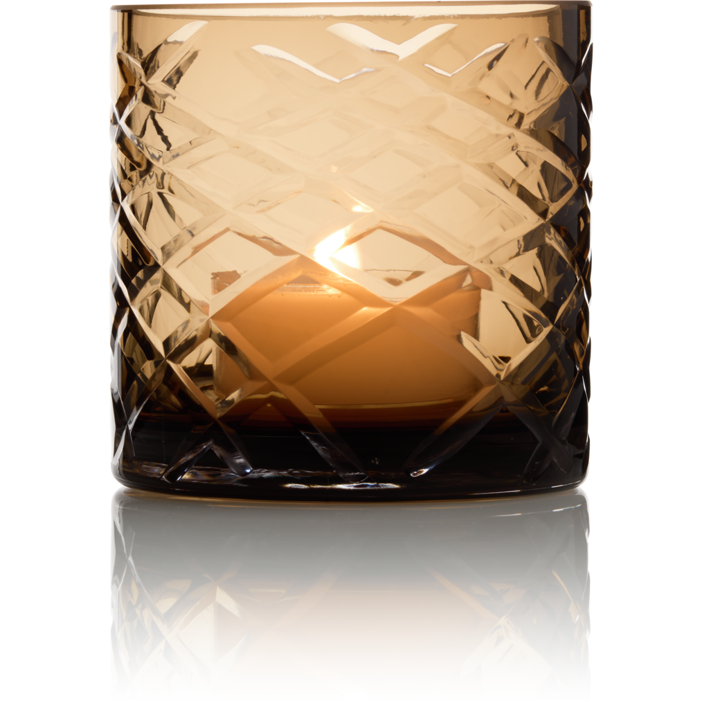 Windlicht klein bruin glas kristal Ø5x8 cm