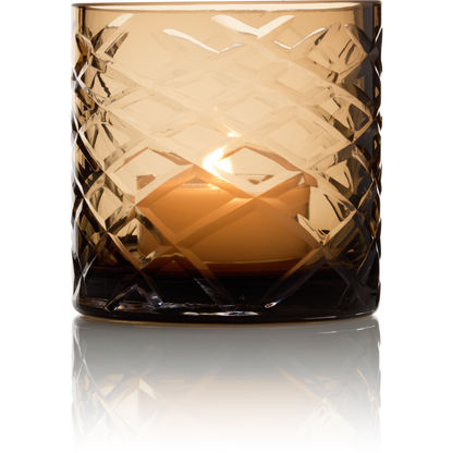 Windlicht klein bruin glas kristal Ø5x8 cm