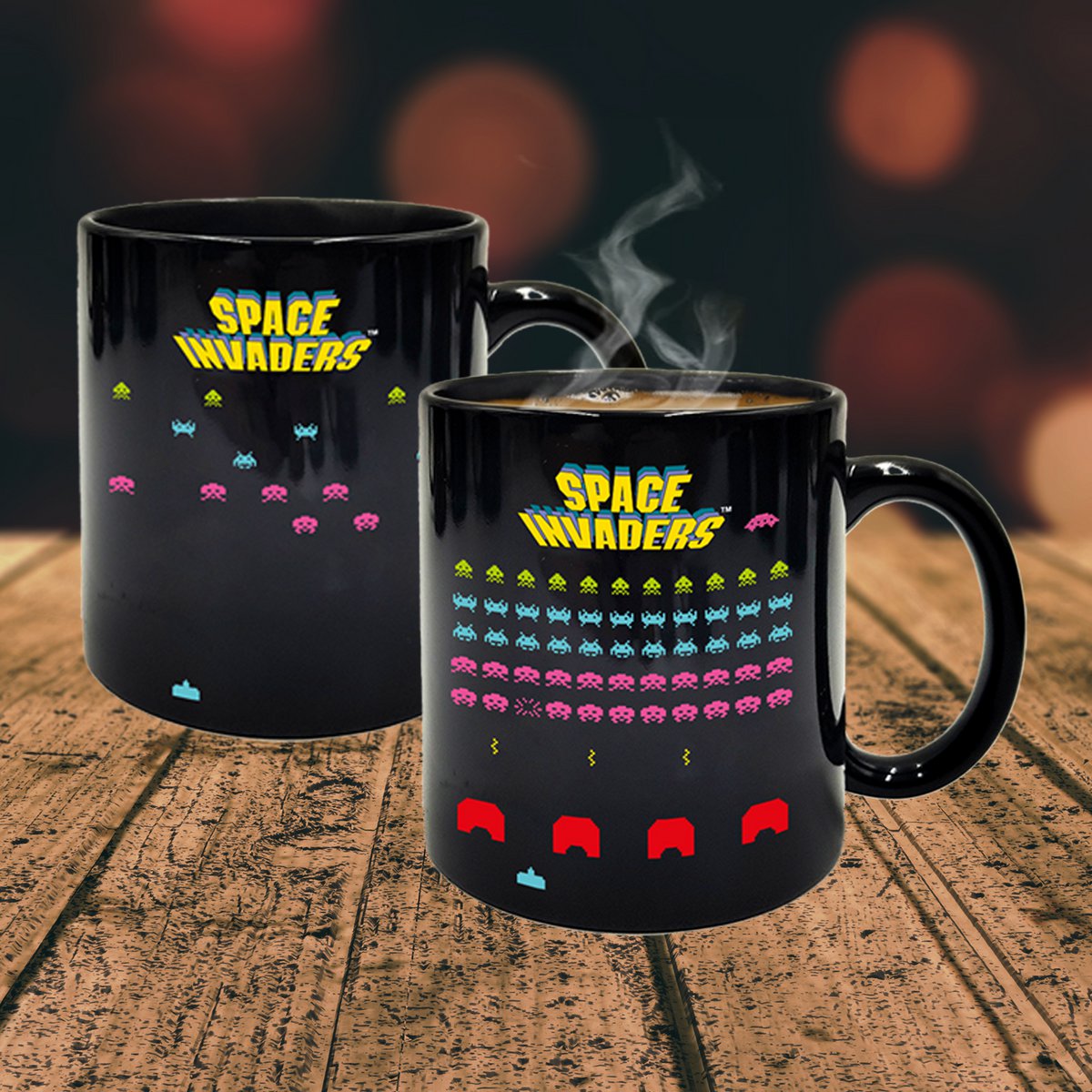 Space Invaders mok met kleurverandering