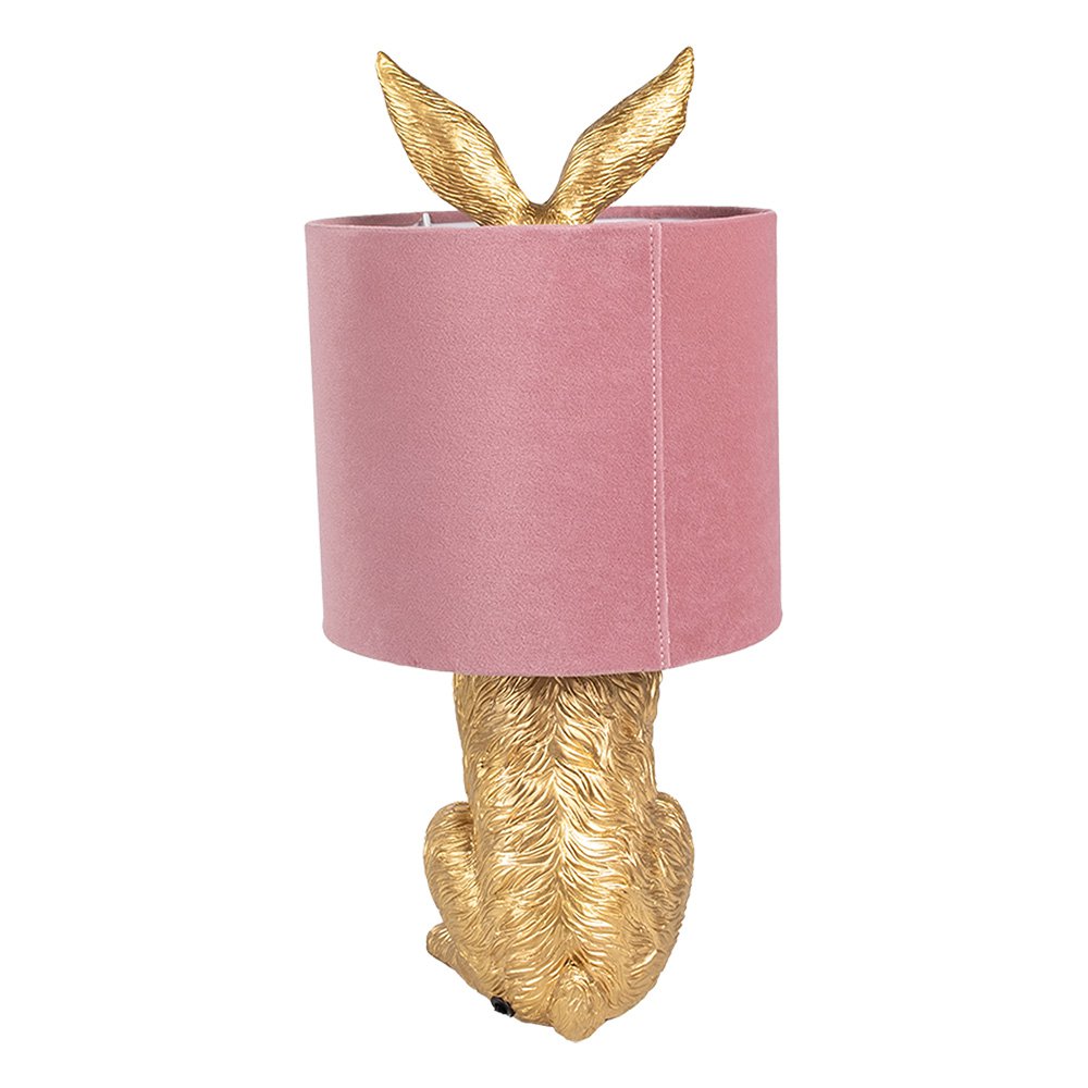 Tafellamp konijn 20x43 cm goudkleurig roze polyresin