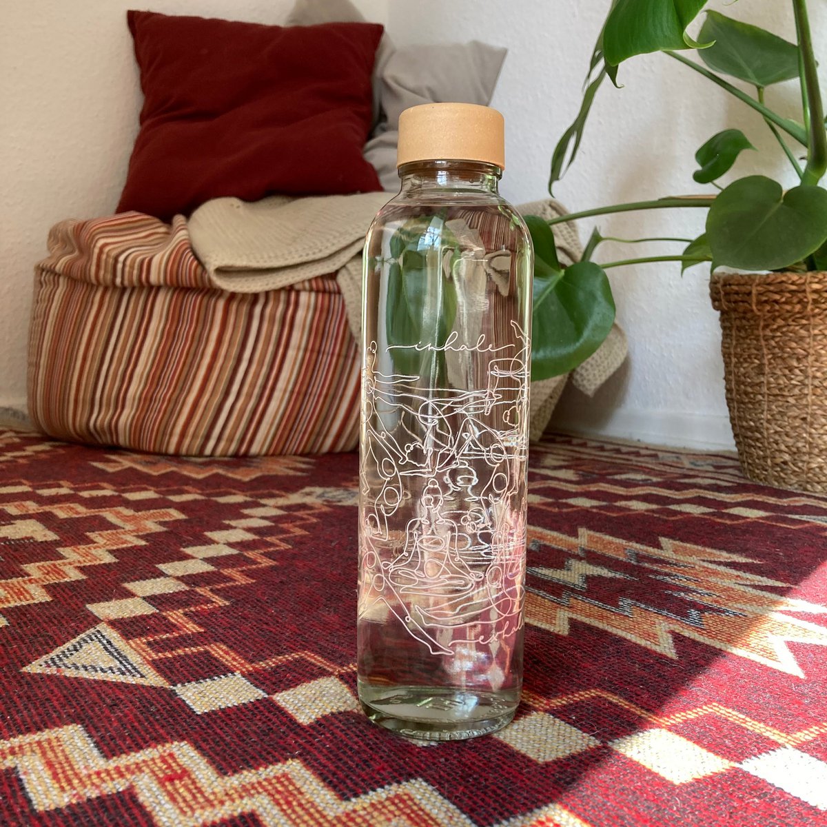 In- en uitademen Glazen fles van 0,7 liter