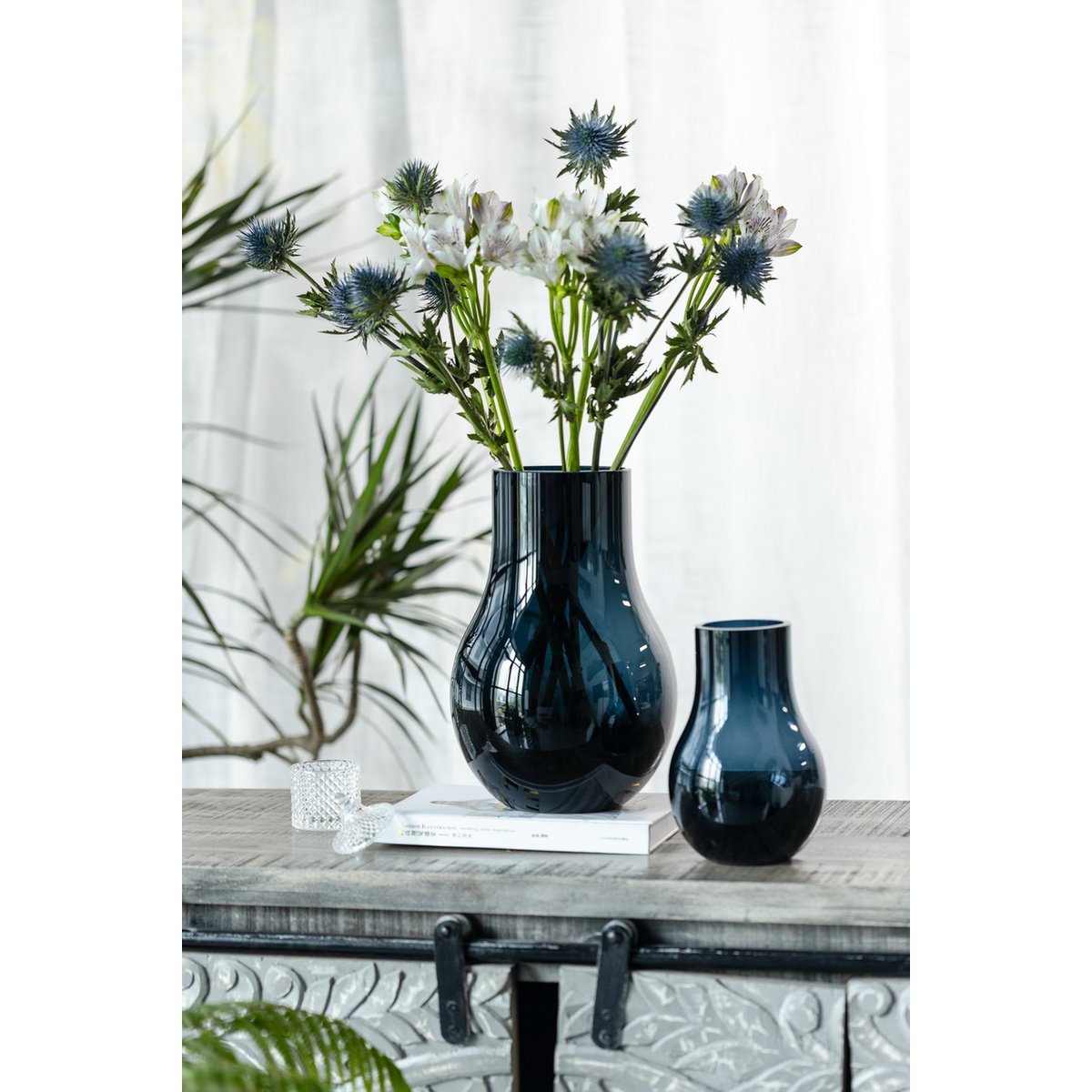 DAVOS15 Glazen Vaas Ink Blue Moderne Elegante Kwaliteitsglas