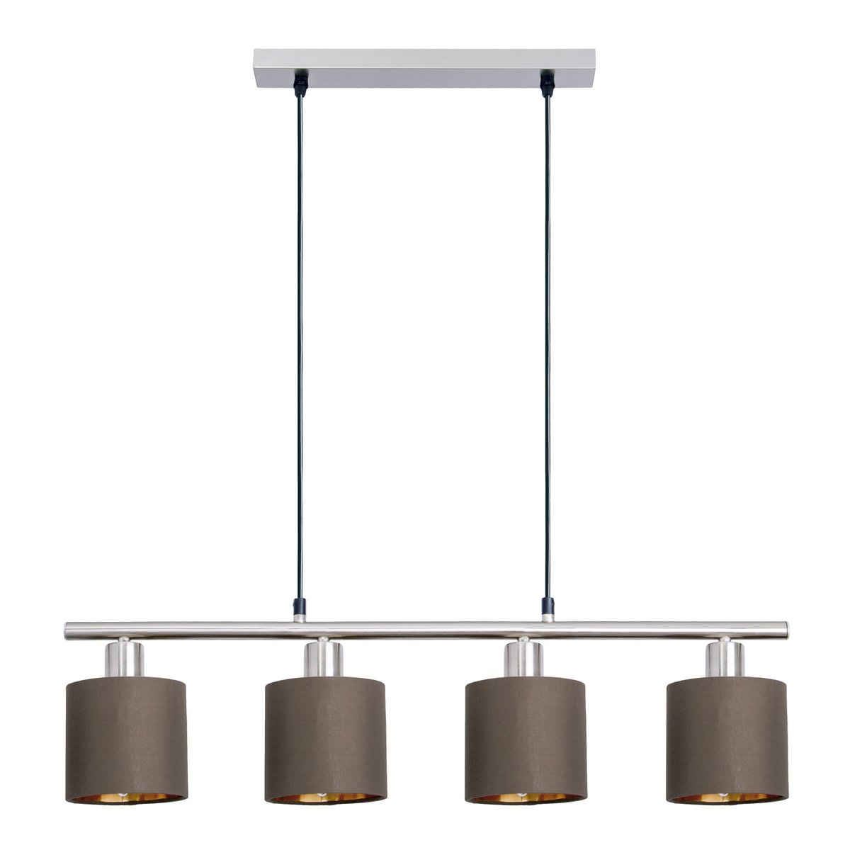 4 Hanglamp Maron Metalen Satijn Bruine Stof Paraplu E14