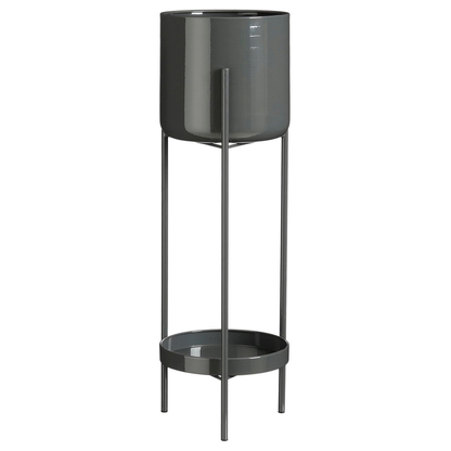 Bloempot standaard 19x60 cm ijzer zwart