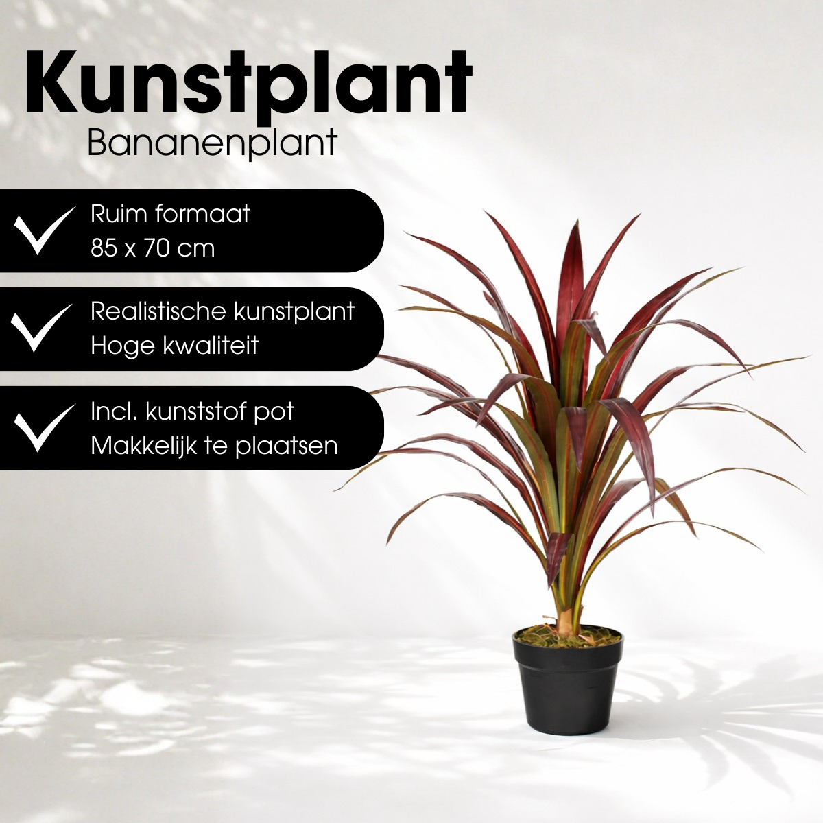 Kunstplant bananenboom 85 cm rood groen