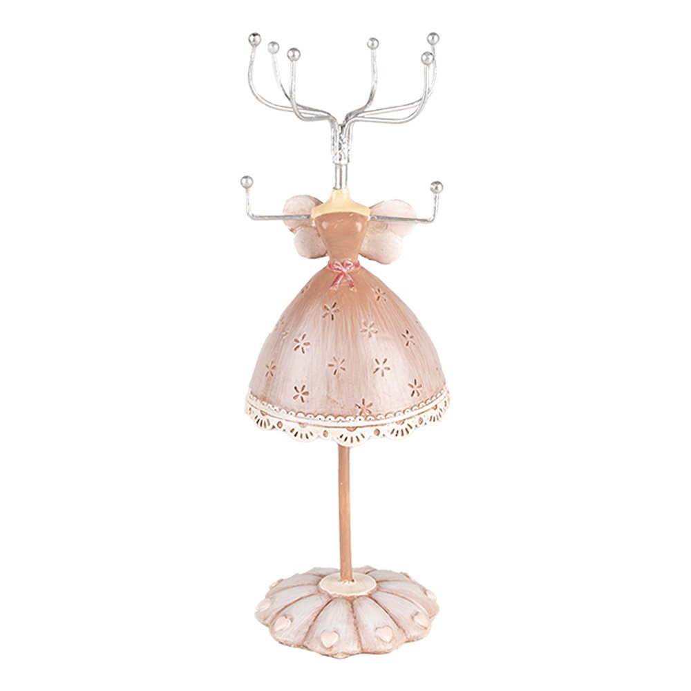 Sieraden standaard jurkje beige kunststof metaal Ø 7x19 cm
