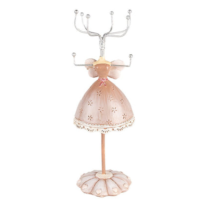 Sieraden standaard jurkje beige kunststof metaal Ø 7x19 cm