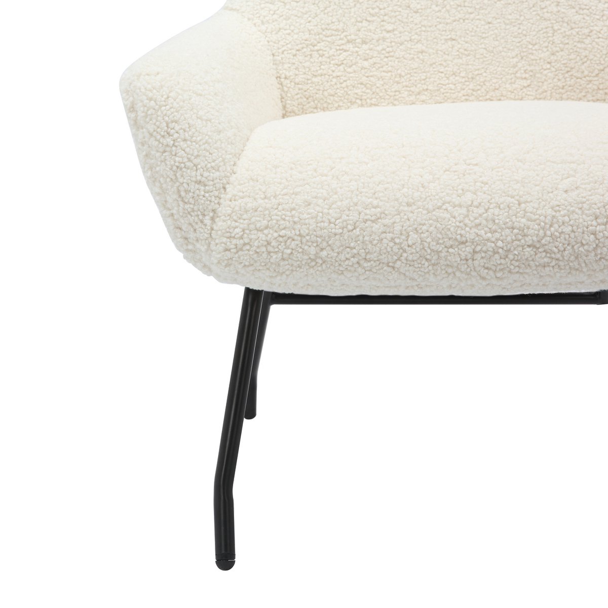 Fauteuil met kruk teddybont beige