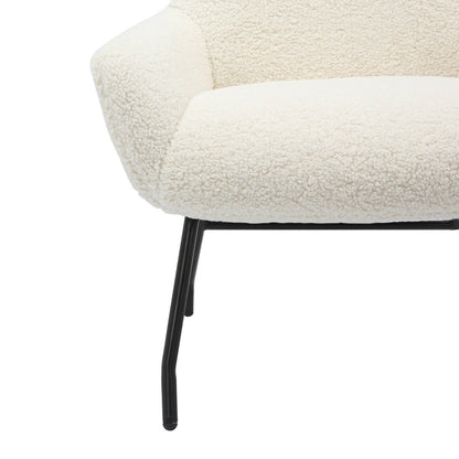 Fauteuil met kruk teddybont beige