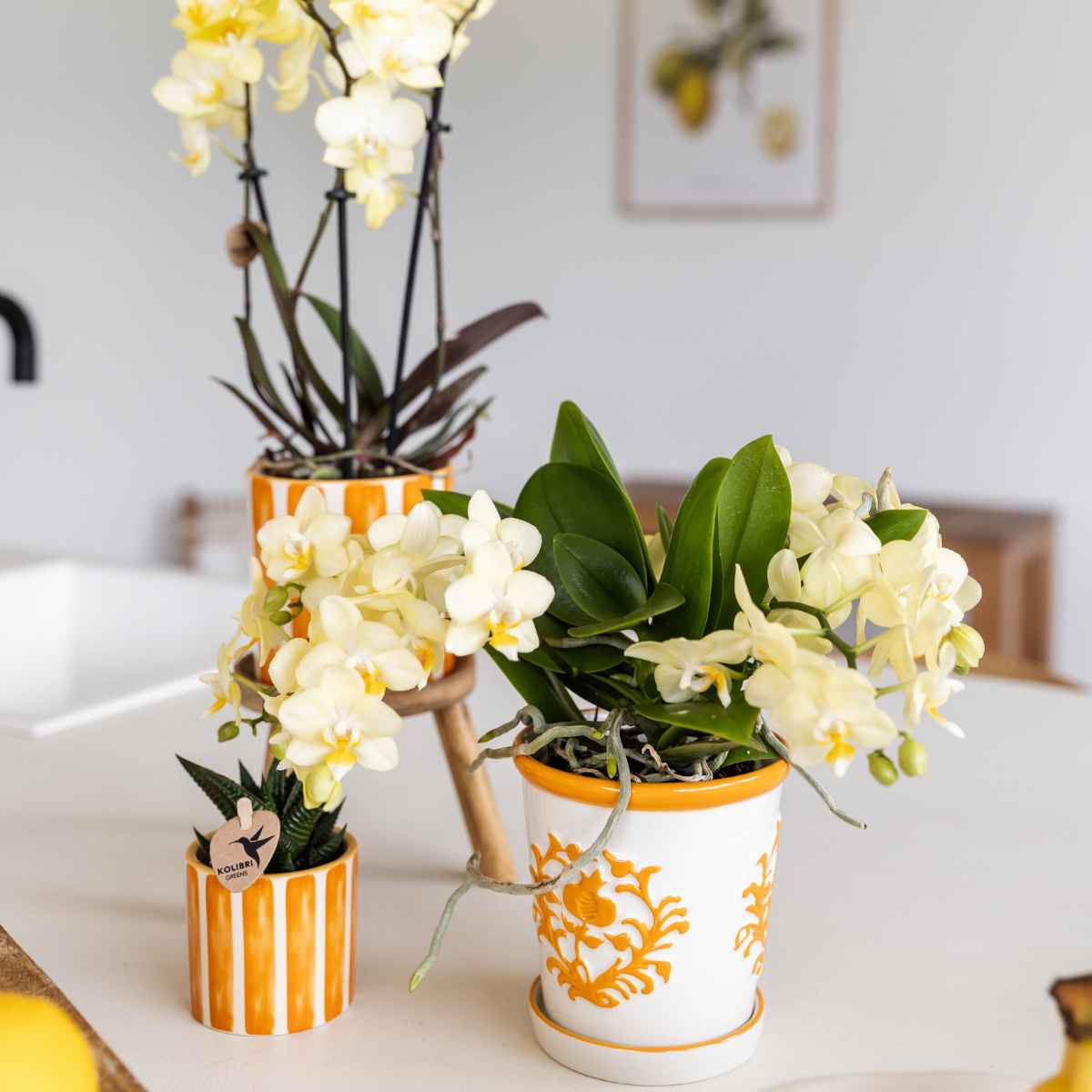 Decorative pot with striped pattern orange - 6 cm