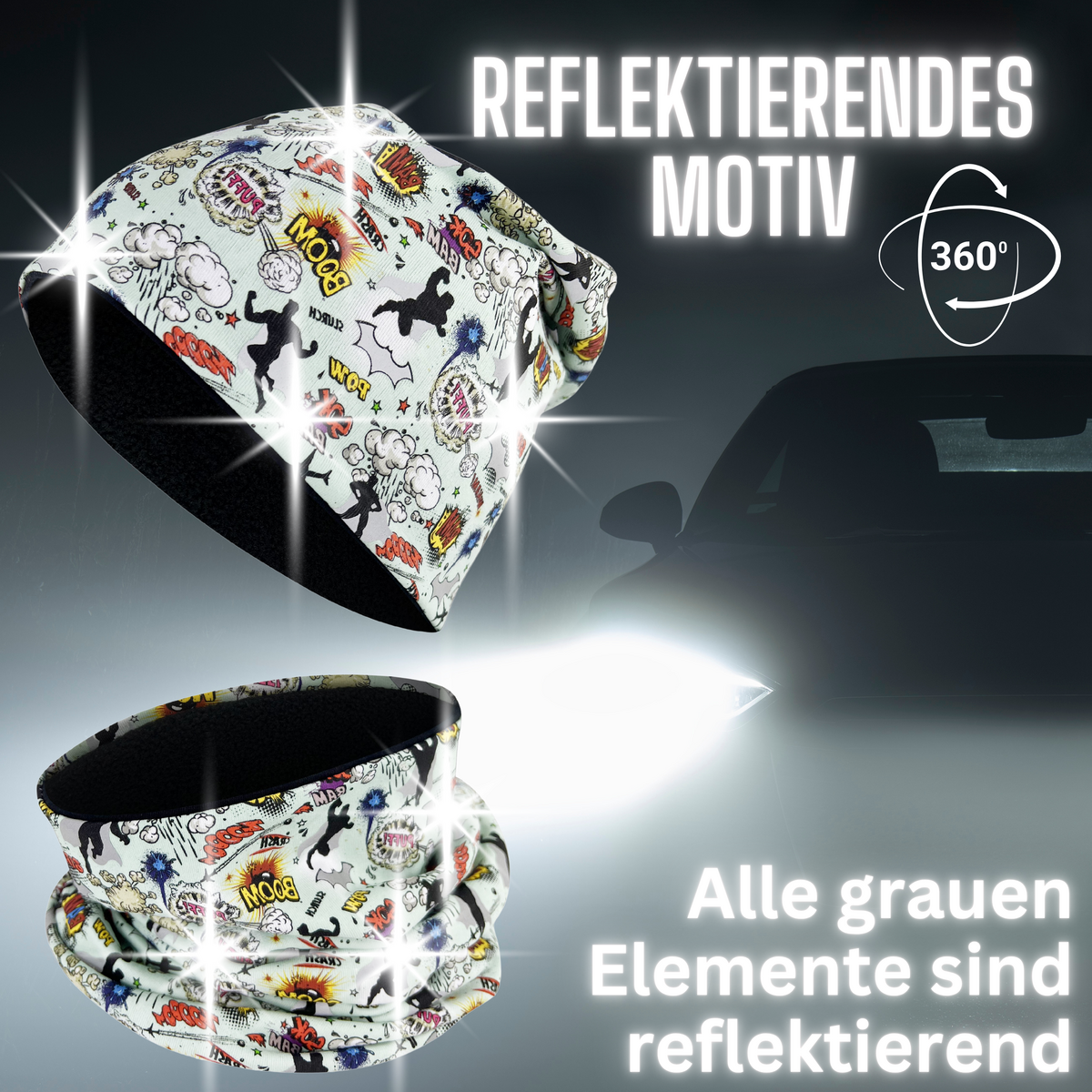 Kinderreflector Mütze en Loop Superheld Zichtbaar Warm