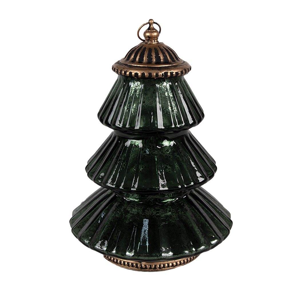 Kerstdecoratie met LED-verlichting Kerstboom Ø 16x22 cm Groen Glas