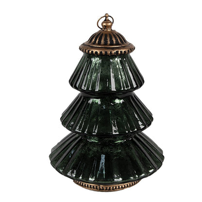 Kerstdecoratie met LED-verlichting Kerstboom Ø 16x22 cm Groen Glas