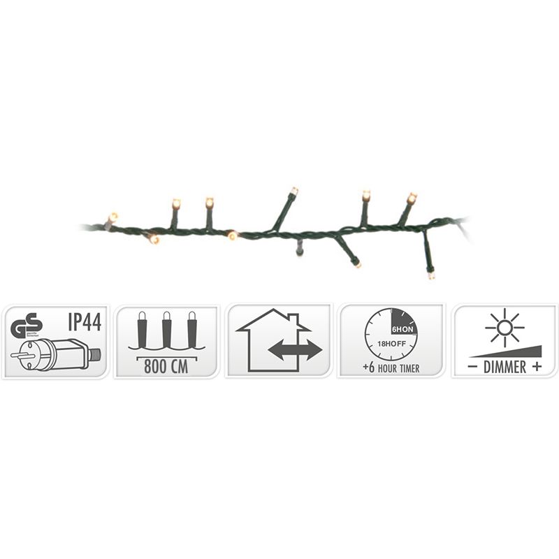Micro Cluster 400 Led - 8M - Met Timer En Dimmer - Extra Warm Wit