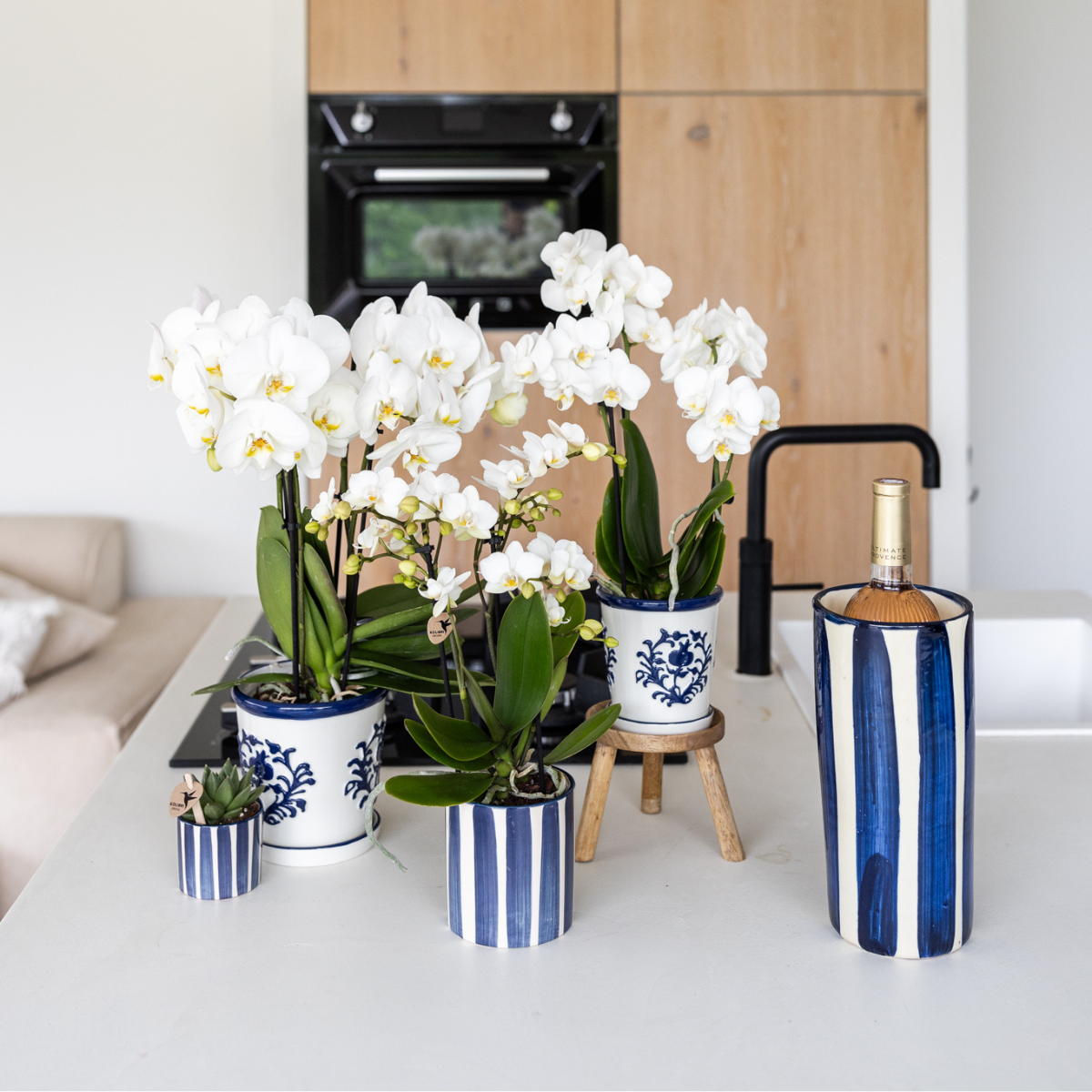 Bloempot keramiek Ø9 cm blauw wit