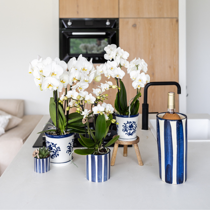 Bloempot keramiek Ø9 cm blauw wit