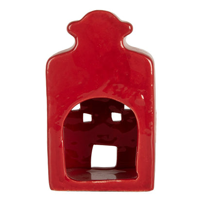 Waxinelichthouder huis 8x7x13 cm rood keramiek