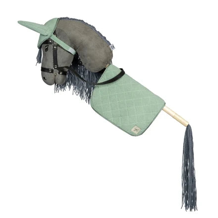 Stokpaard zadeldekje en mutsje groen corduroy