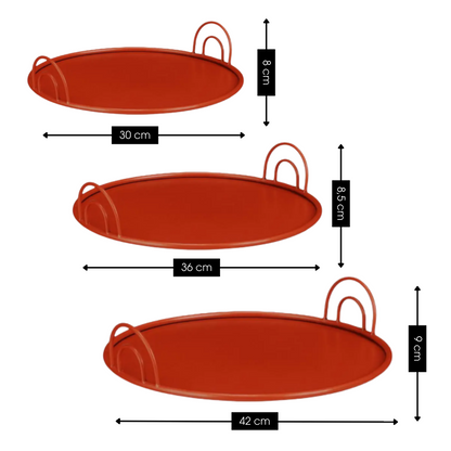 Dienblad set van 3 rood ijzer