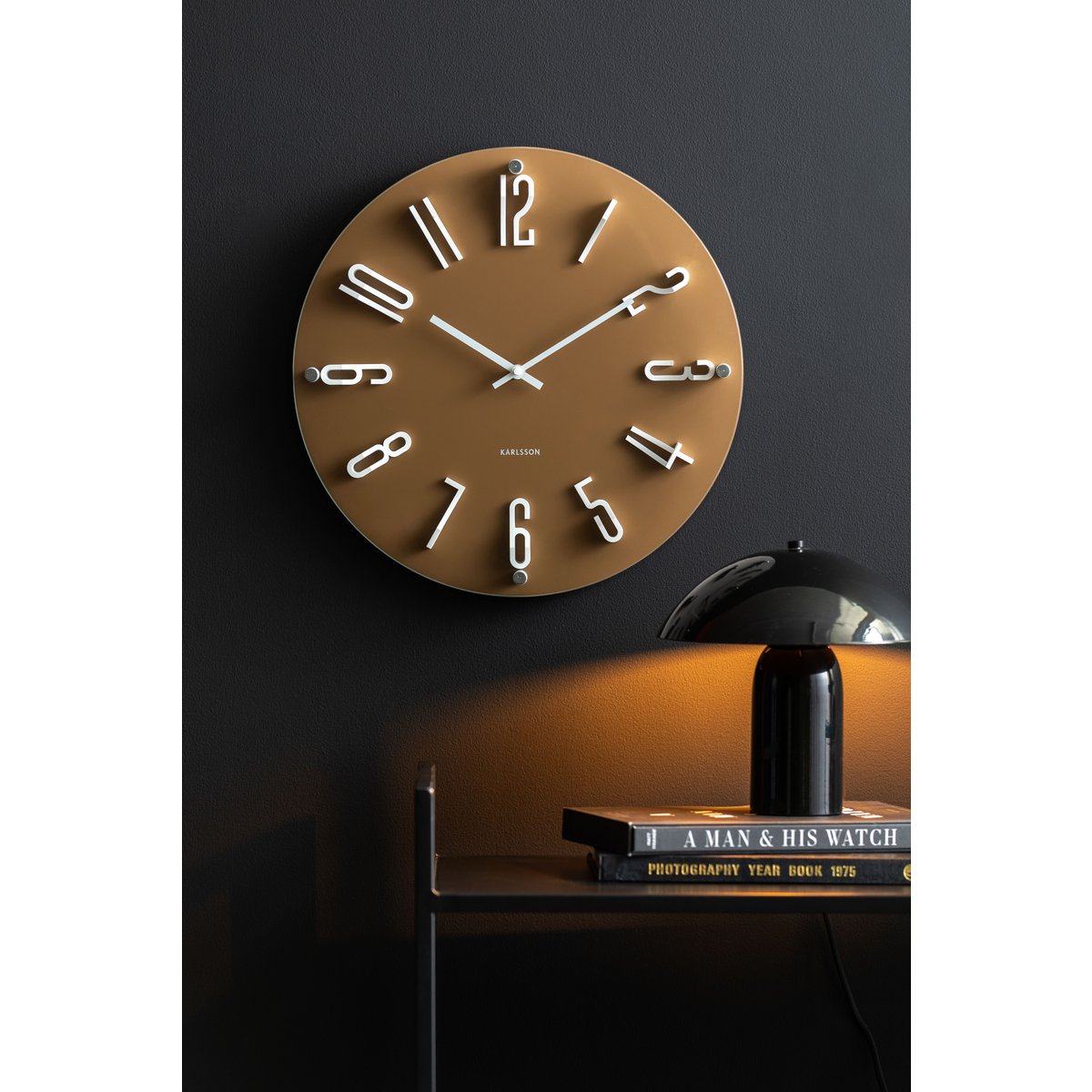Wandklok 40 cm bruin melamine